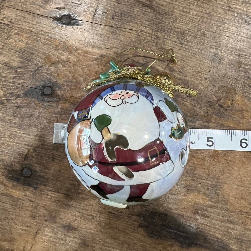 Iridescent Opalescent Reverse Painted Santa Ornament - Picture 2 of 8